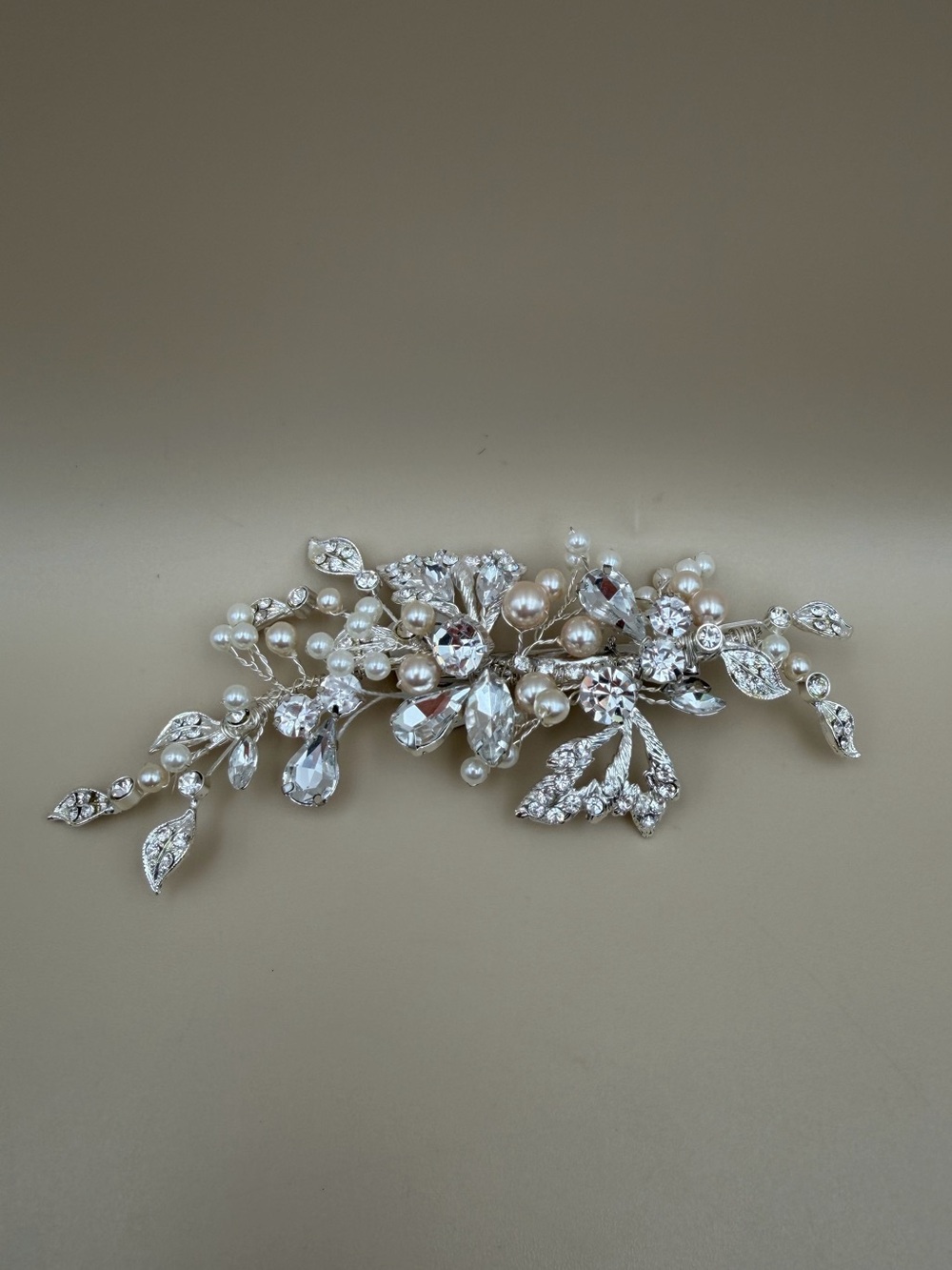 Bridal Hair Comb Silver Rhinestone Crystal Pearl Wedding Hair Accessory
